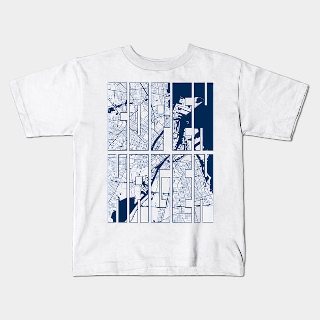 Copenhagen, Denmark City Map Typography - Coastal Kids T-Shirt by deMAP Studio